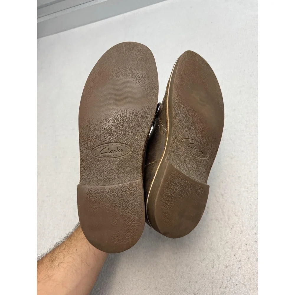 Clarks Chukka Boots Mens Size 11 Brown Leather Ankle Lace Up Round Toe Casual